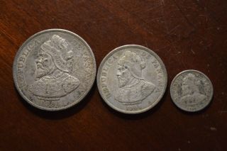1904 Panama 50,  25,  5 Centesimos Silver Coins
