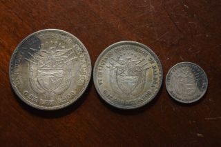 1904 Panama 50,  25,  5 Centesimos Silver Coins 4