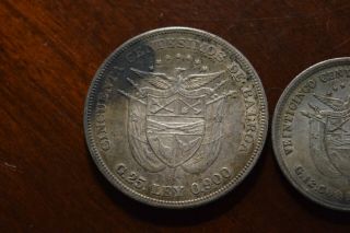 1904 Panama 50,  25,  5 Centesimos Silver Coins 5