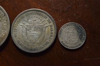 1904 Panama 50,  25,  5 Centesimos Silver Coins 6