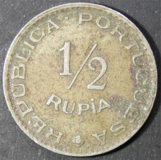 Portuguese India 1/2 Rupia 1952 Cupro - Nickel Coin A25