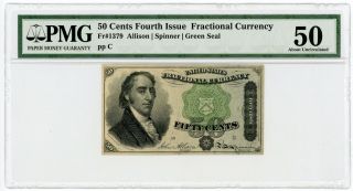 4th Issue Fr.  1379 50c United States Fractional Currency Note - Pmg Au 50