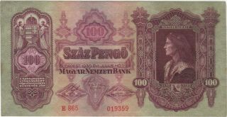 1930 100 Pengo Hungary Currency Banknote Note Money Bank Bill Cash Budapest