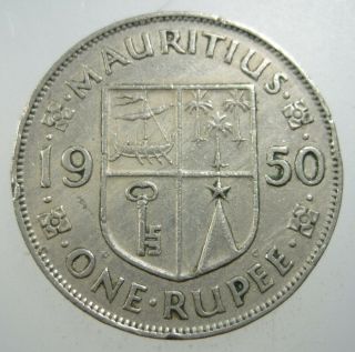 Mauritius 1 Rupee 1950 British Kgvi 20 World Money Coin