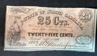 Uncirculated 1863 State of Louisiana 25 Cents Note Civil War Banknote 2