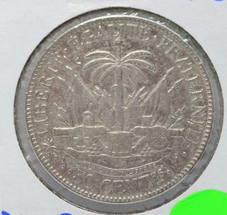 1882 - A Haiti 50 Centimes Km 47 Silver Coin - Lf028