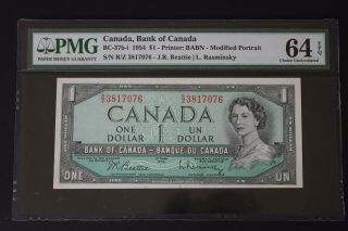 1954 Bank Of Canada $1 Modified Pmg 64epq (3 Notes)