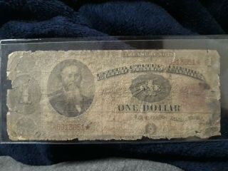1890 $1 Stanton Treasury Note,  Rosecrans/nebeker,  Small Red Seal - Ag