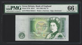 Great Britain 1 Pound 1981 - 84,  Bank Of England B341 Somerset,  Pmg 66 Epq Gem Unc