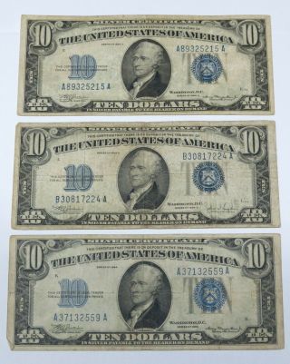 1934,  1934 - A & 1934c $10 Ten Dollars Silver Certificates