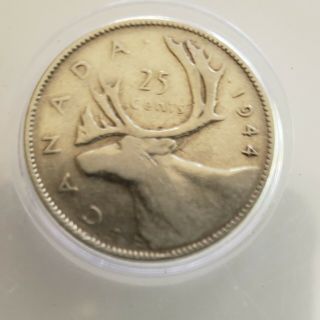 1944 Canada 25 Cent Coin 80 Silver