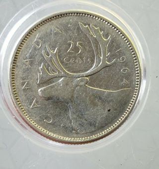 1964 Canada 25 Cent Coin 80 Silver