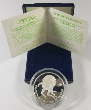 1982 Peru Silver Proof 5000 Soles,  Spain Soccer World Cup,  Case &