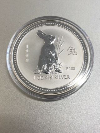1999 Australian Lunar Year Of The Rabbit 1 Oz Silver Coin