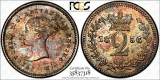Great Britain Silver Victoria 1856 2 Pence Maundy Pcgs Pl58 Proof Like Km 729