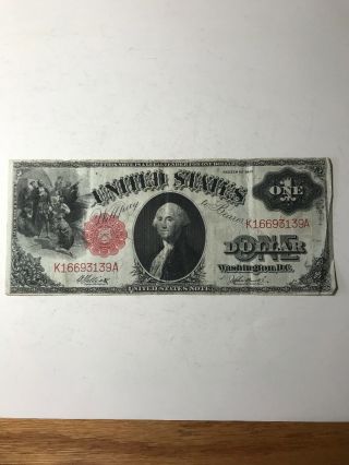 Series Of 1917 Us $1 One Dollar Large Bill Red Seal.