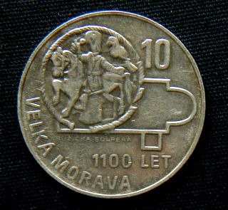 1966 Czechoslovakia Silver Coin 10 Korun Unc 1100th Great Moravia