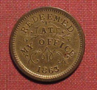 1863 Civil War Token,  Store Card,  Oliver Boutwell,  Troy,  Ny,  890b - 6b,  Brass,  R1