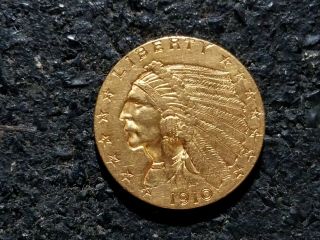 1910 Indian Head Gold $2.  50 Quarter Eagle - 2 1/2 Dollar Gold Indian Head Coin