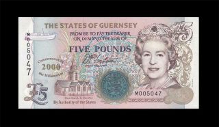 2000 " Commemorative Issue " States Of Guernsey 5 Pounds 005047 ( (gem Unc))