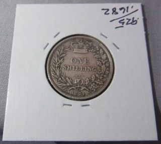 1874 Silver Great Britain 1 Shilling,  Queen Victoria,  1st Portrait 2