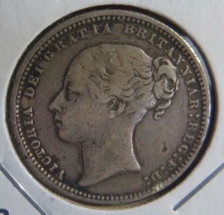 1874 Silver Great Britain 1 Shilling,  Queen Victoria,  1st Portrait 3