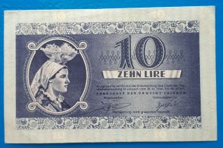 Yugoslavia,  Slovenia; Province Of Ljubljana City Money,  10 Lir 1944,  Wwii,  Xf