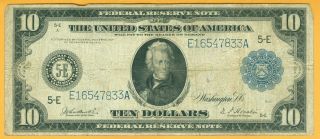 Fr.  922 1914 $10 Ten Dollars Frn Federal Reserve Note Richmond,  Va Burke - Houstin