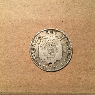Ecuador Silver Coin 4 Reales 1857 Gj Km 37 Fine.