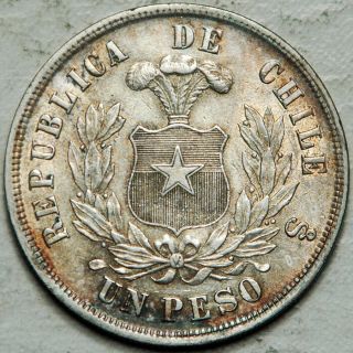 Chile Silver 1 Peso 1883 (, Toning)