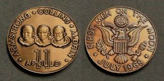 Choice Large 1969 Apollo 11 Men On The Moon Bronze Medal