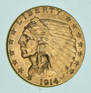 1914 - D $2.  50 Indian Head Gold Quarter Eagle - Us Gold Coin 825