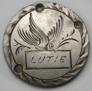 1876 Seated Liberty Dime Love Token Engraved Lutie W/ Bird - Rich Hartzog