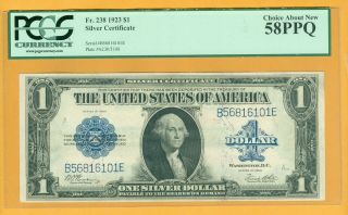 Fr 238 1923 $1 Dollar Silver Certificate Pcgs 58 Ppq Choice About
