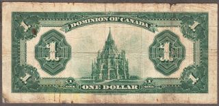 1923 Dominion of Canada - $1.  00 Bank Note - DC - 25o - Black Seal E2983396 2