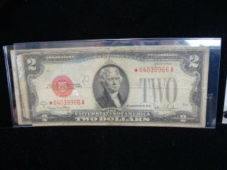GROUP OF 4 SERIES 1928 A RED SEAL $2 LEGAL TENDER STAR NOTES TORN CORNERS 3
