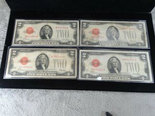 Group Of 4 Series 1928 A Red Seal $2 Legal Tender Notes Better Series