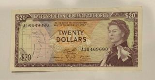 Eastern Caribbean $20 Dollar Banknote Qeii