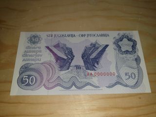 Zero Serial - Yugoslavia 50 Dinara 1990.  Unc - Zero Serial Number