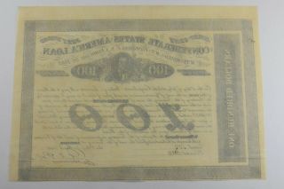 AUTHENTIC - 1863 Confederate States - Civil War $100 Bond Certificate 630 2