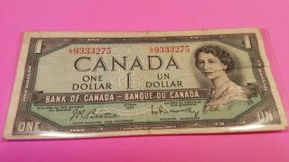 1954 One Dollar Canadian Note