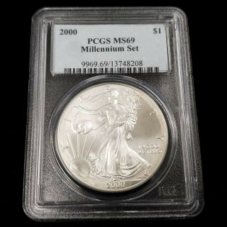 2000 Us American Silver Eagle $1 One Dollar Pcgs Ms69 Millennium Set Coin Sm8208