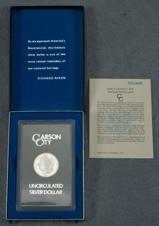Uncirculated 1883 Cc Carson City Morgan Silver Dollar Gsa Hoard Case & Box &