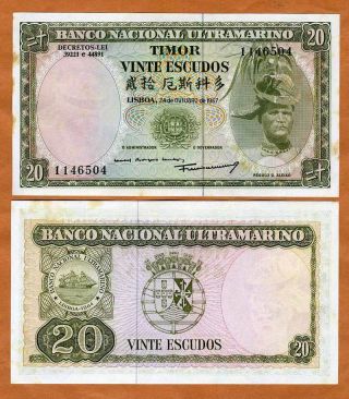 Timor,  20 Escudos,  1967,  Pick 26,  Portuguese