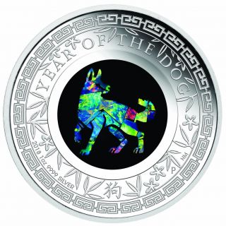 2018 - P $1 Australia Year Of The Dog Opal Series 1oz Proof Coin