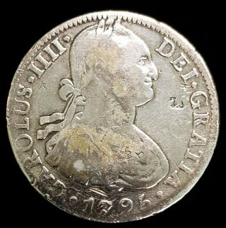 1795 Colonial Spanish Mexico 8 Reales Silver Coin Carolus IIII Chinese Chop Mark 3