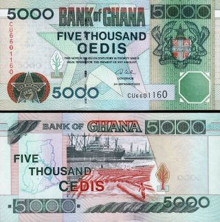 Ghana 5000 5,  000 Cedis 2002 Unc P.  34h