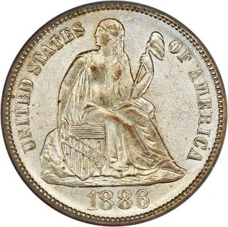 1886 10c PCGS/CAC MS62 - Liberty Seated Dime 3
