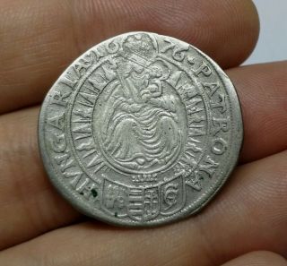 Holy Roman Empire Leopold I 1676 Pressburg / Bratislava Silver 15 Kreuzer Coin