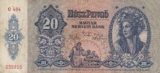 1941 Hungary 20 Pengo Note,  Pick 109